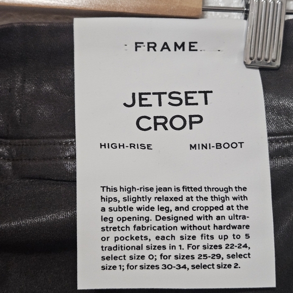 NWT Frame Jetset crop high rise mini boot pants coated chocolate brown - Picture 4 of 15